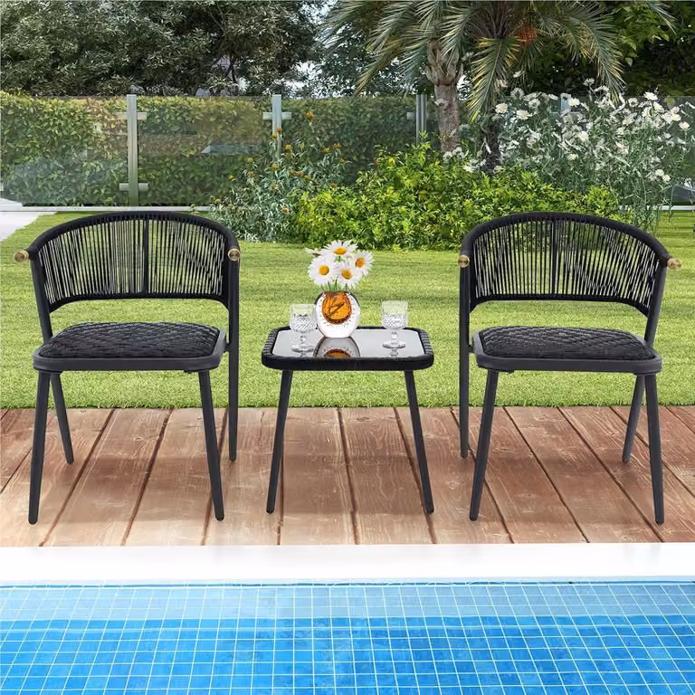 Set di mobili da giardino in rattan - Set per balcone - Sedie da giardino - Set lounge - Arredamento per terrazza - Cuscini ad asciugatura rapida