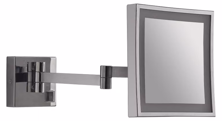 Specchio ingranditore da muro quadrato 5X con LED | Nina