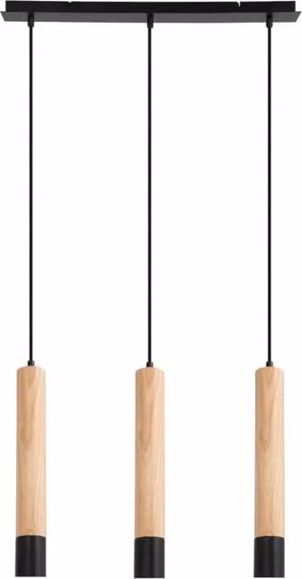 Lampada a sospensione Rabalux Braulia in legno e nero con 3xGU10