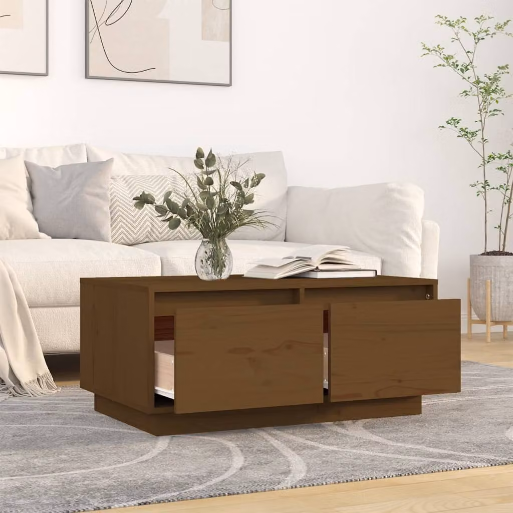 Maison Exclusive - Tavolino da salotto marrone miele 80x50x35 cm in legno massello di pino