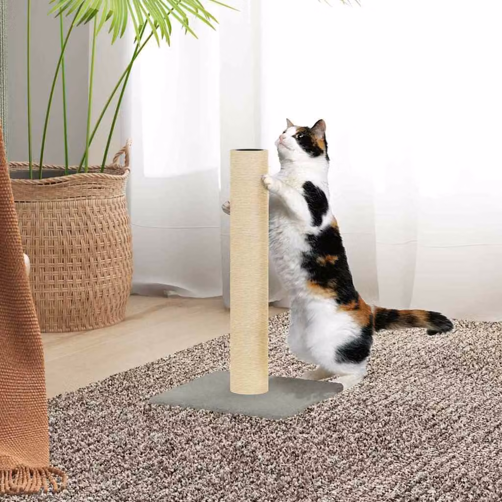 vidaXL Palo Tiragraffi per Gatti in Sisal e Legno Grigio L/P/H: 22 x 22 x 45 cm