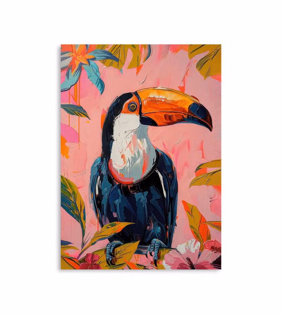 Domo Mea Dipinto Decorativo su Tela - Tucano Rosa - 50 x 70 cm