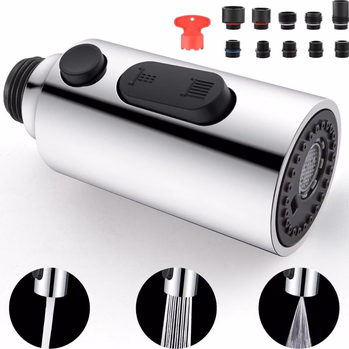 INF Aeratore Girevole per Rubinetto Cucina Estensore con Modalità Spray Multiple ABS D'argento