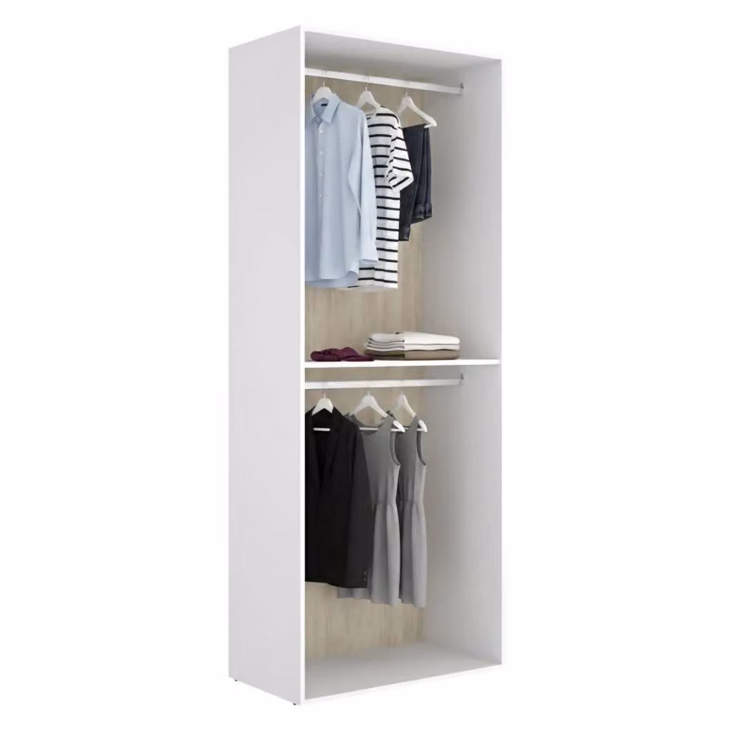 Armadio da camera da letto DMORA Ashebrook Bianco con ripiani e appendiabiti L: 45 cm, H: 205 cm – 2