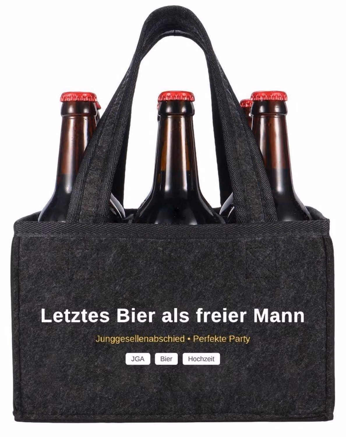 Borsa in feltro per addio al celibato, colore grigio scuro, dimensioni 24x15x15 cm, robusta e riutilizzabile