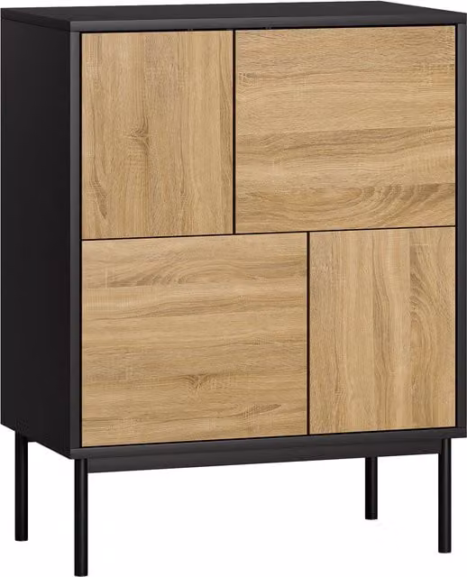 Credenza Moderna HOMCOM con 4 Vani e Ante a Pressione per Soggiorno e Cucina, Nero, L 60 x P 35 x H 78 cm – 1
