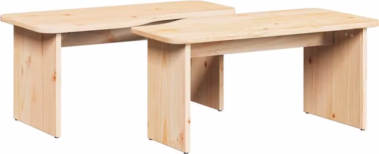 Tavolino da salotto 2 pcs Naturale Legno di pino massello