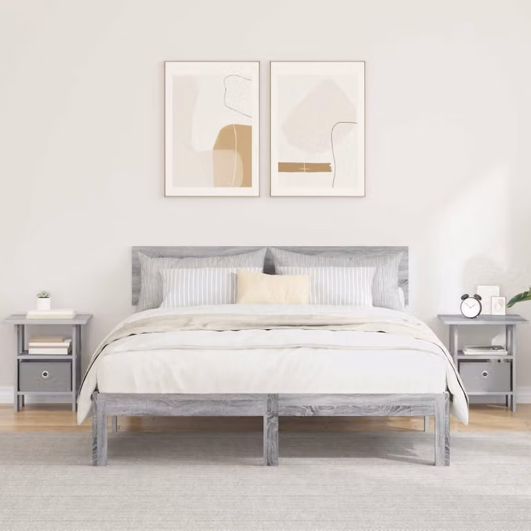 Set di 2 comodini moderni vidaXL in colore grigio, L: 41 cm, P: 40 cm, H: 45 cm