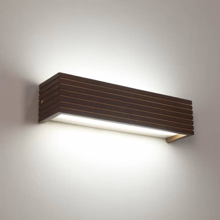 Lampada da parete a LED, in legno, altezza 34 cm, 18 W, luce bianca fredda (6500 K), design moderno