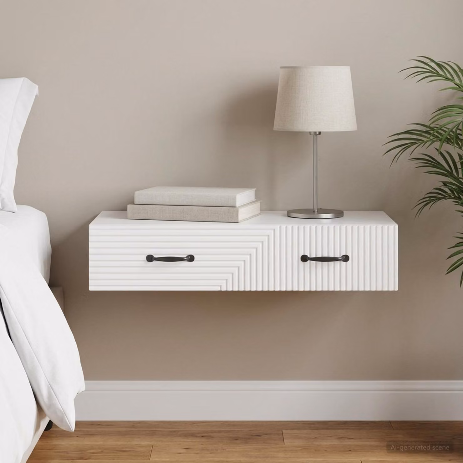 vidaXL Tavolino da Parete Laterale Bianco Lucido L: 60,0 cm, P: 34,5 cm, H: 17,0 cm