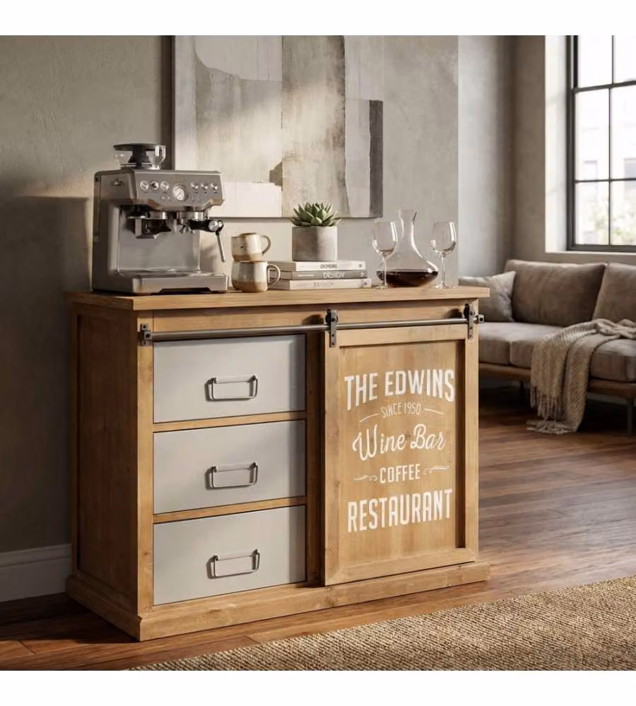 Cosma Mobile Ellery in Metallo e Legno Marrone 89x42,5x76,8 cm