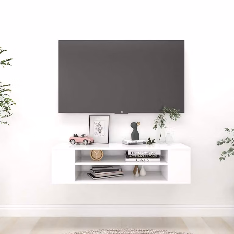 vidaXL Mobile Porta TV Sospeso Bianco in Legno Multistrato e MDF L: 100 cm, P: 30 cm, H: 26,5 cm