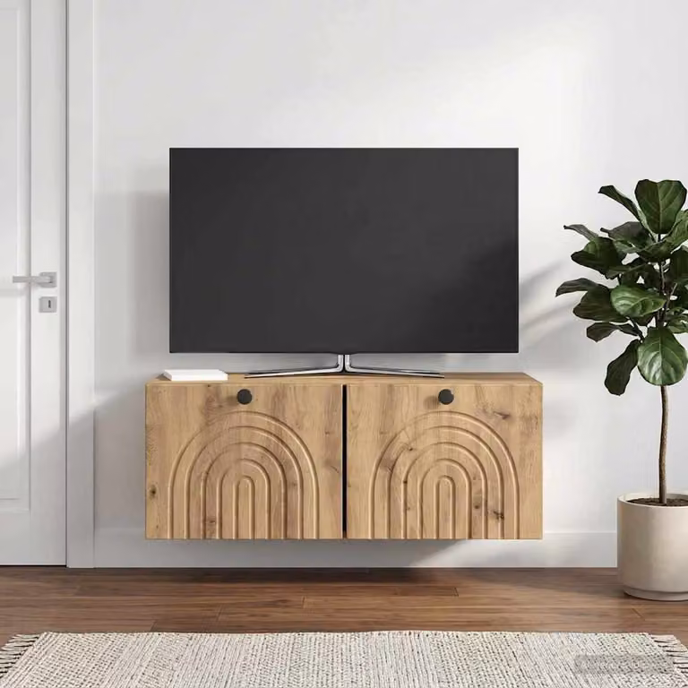 vidaXL Mobile Porta TV da Muro Moderno in Legno Rovere Marrone L: 78,5 cm, P: 31 cm, H: 30 cm