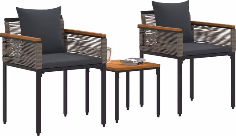 Set di Mobili da Esterno Grigio e Grigio Scuro polyrattan