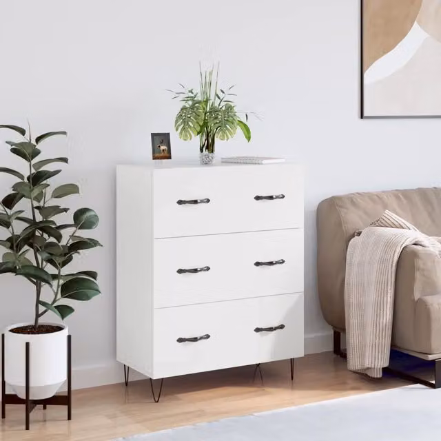 Credenza Buffet Armadio da Cucina Design Mania Bianca in Legno Multistrato L: 69,5 cm, P: 34 cm, H: 90 cm