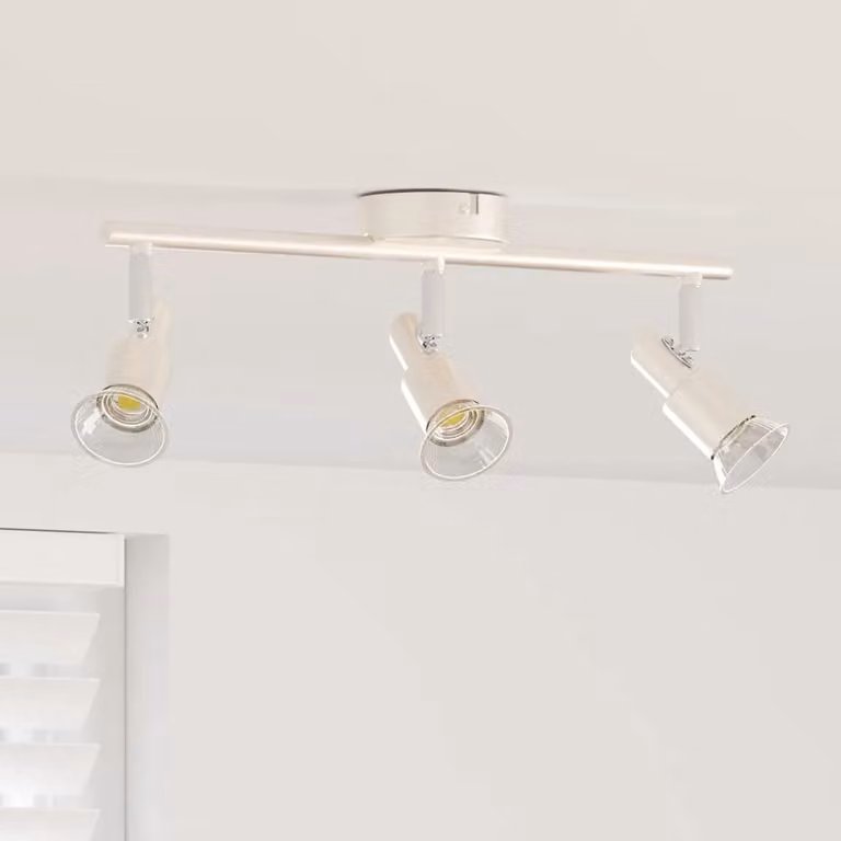 Faretto da soffitto regolabile vidaXL in metallo e vetro, colore argento, attacco E27, L 39 x P 10,5 x H 10,5 cm