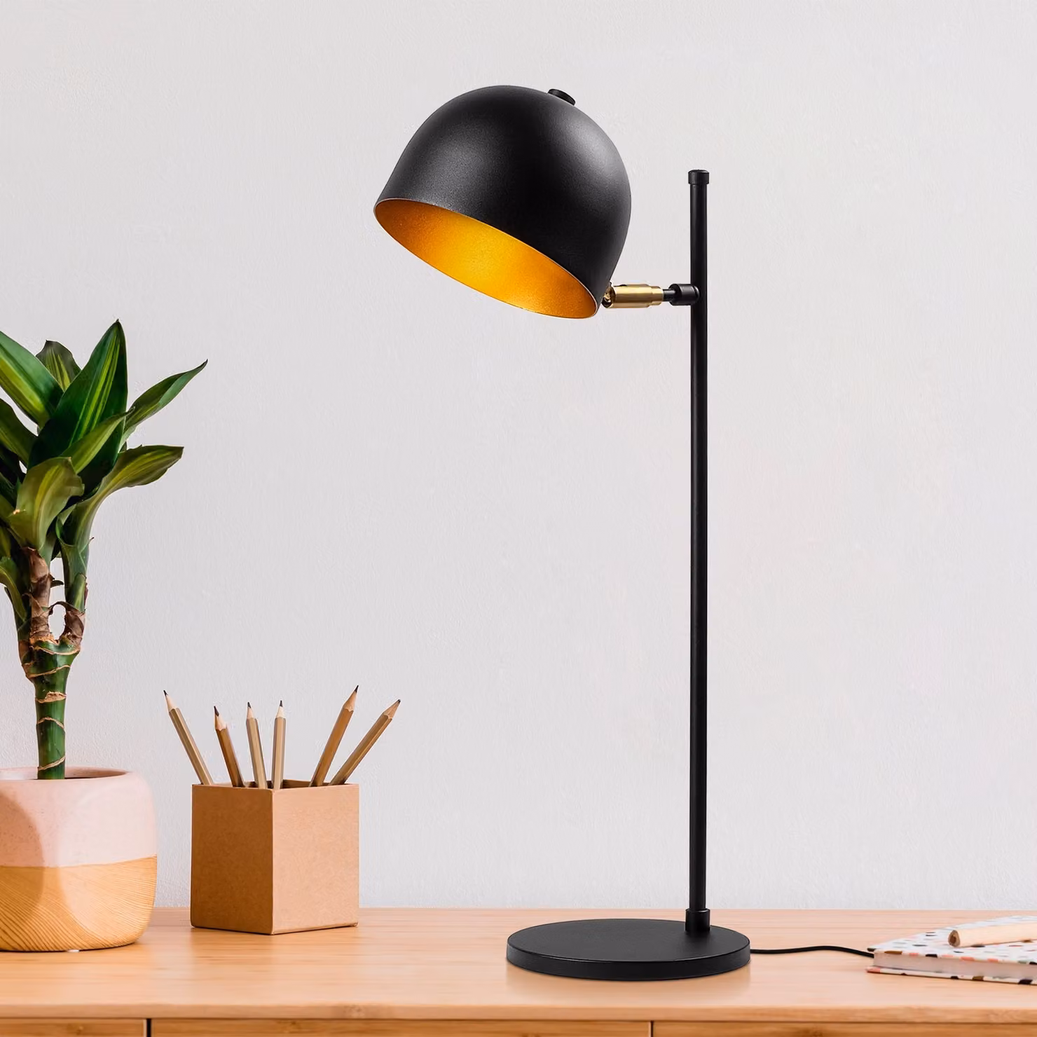Opviq, Alfa - 13007-US, lampada da tavolo, CORPO IN METALLO, nero, 58 x 20 x 18 cm