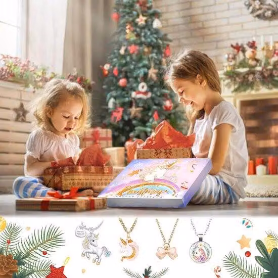 Calendario dell'Avvento a tema sirene per bambine, 24 giorni, gioielli, regalo per bambine e donne