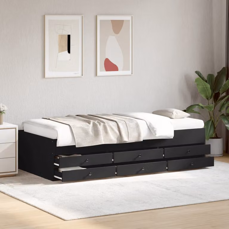 Divano Letto con Cassetti vidaXL in Tessuto Nero L: 78 cm, P: 45,5 cm, H: 193 cm