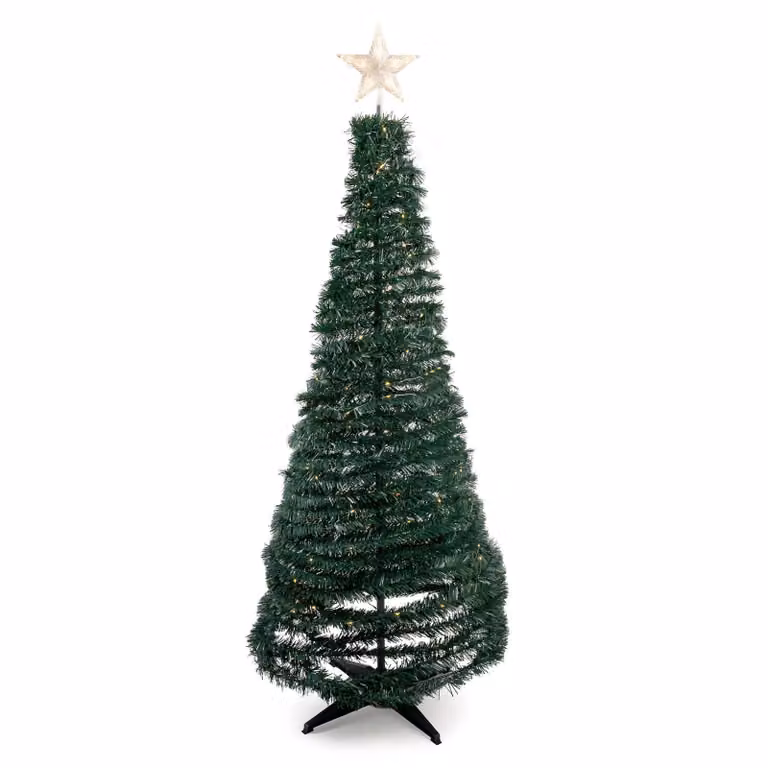 Albero di Natale pop-up con illuminazione a LED - verde / 150 cm - con 120 luci fiabesche a LED integrate