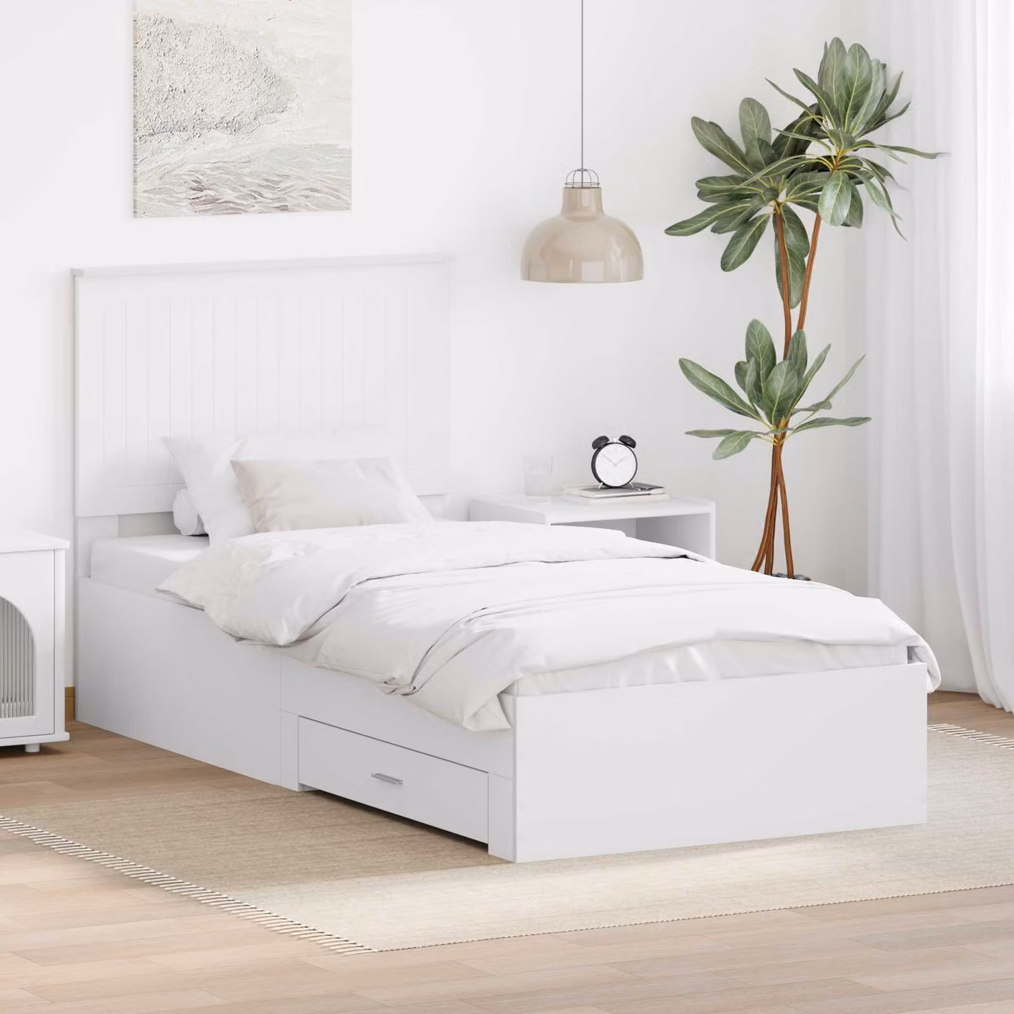 Struttura del letto moderna vidaXL in legno ingegnerizzato bianco 90 x 190 cm