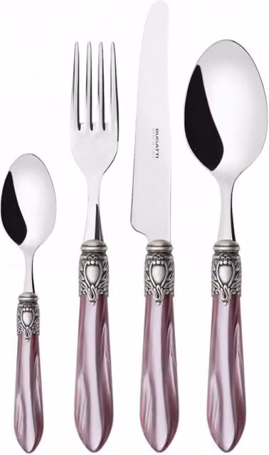OXFORD Ghiera Argento Anticato, Posate Set 24 pz, Scatola Ghiera: Argento, Colore: Lilla