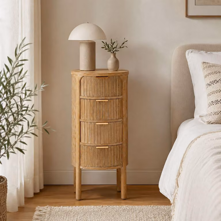 Falisa - Cassettiera, 38x34x82h cm Marrone Ciliegio, 4 Cassetti