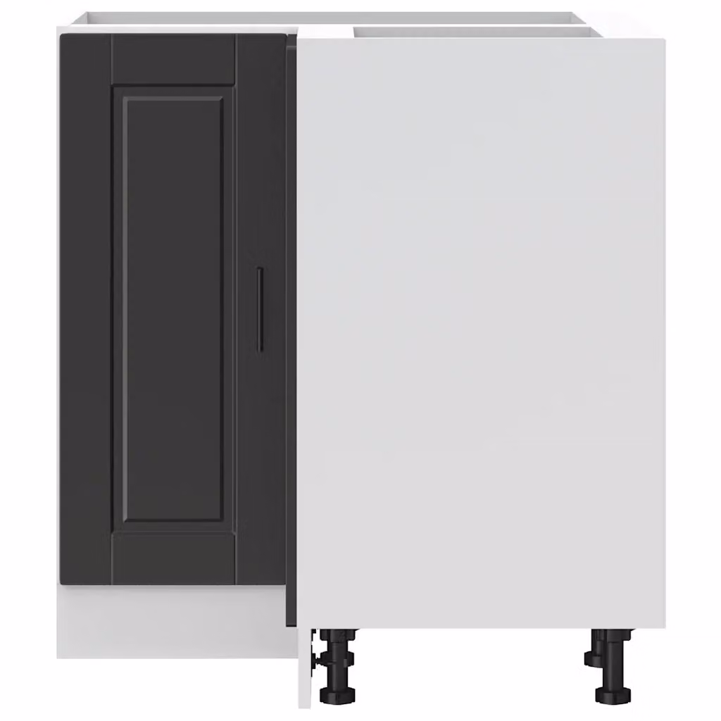 Mobile angolare da cucina moderno HELLOSHOP26 in legno composito nero opaco L/P/H: 75,5 x 75,5 x 81,5 cm – 2