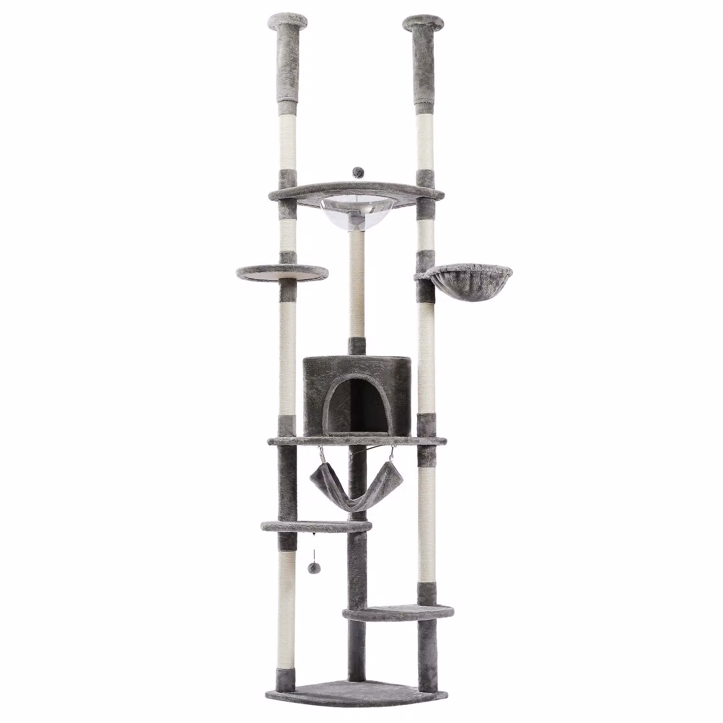 Albero per gatti da pavimento a soffitto, 5 livelli, struttura robusta , AMT0119GY-HW