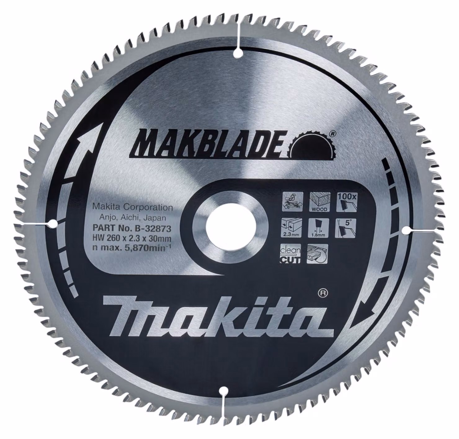 Lama per sega circolare Makita MAKBLADE 260 x 30 x 2,3 mm 100 denti (B-32873) per legno