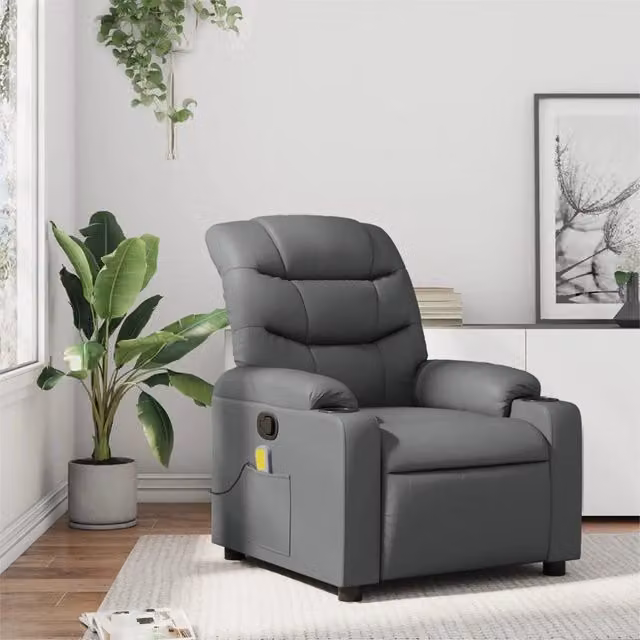Poltrona reclinabile massaggiante in Similpelle Grigia 3206905