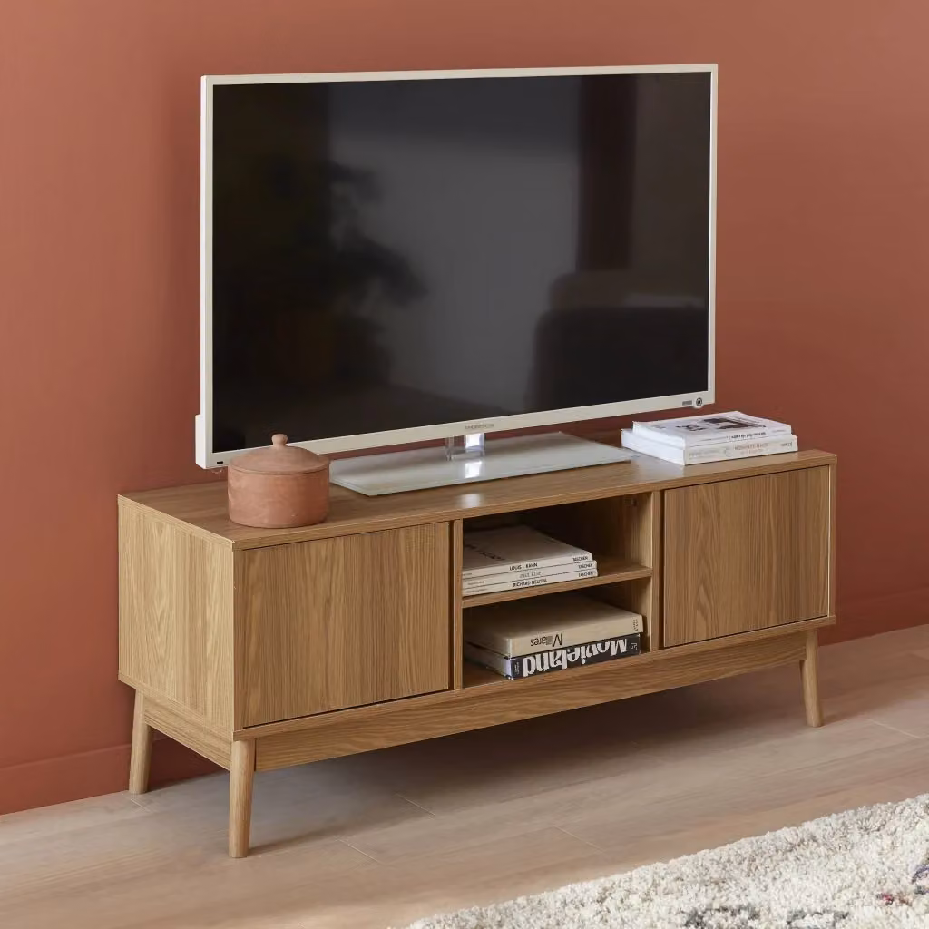 Mobile TV Sweeek in stile scandinavo effetto legno pino, marrone, L: 120 cm, P: 39 cm, H: 48 cm – 2