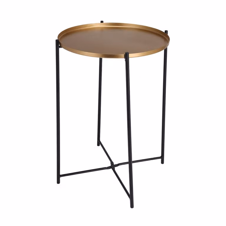 Tavolo d'appoggio con piano dorato 47 cm