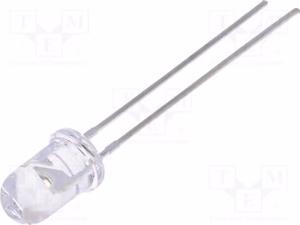 5 LED, angolo di emissione 45°, 2900÷5000 mcd, colore rosso, 5 mm, LL-503VC2E-4CE. Diodi LED a foro passante, 5 mm, 1,6÷2,4V, 20mA