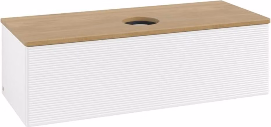 V&B Mobiletto con struttura frontale, con illuminazione Antao 120x36x50cm, WBP hon. Oa, wh. m Lac
