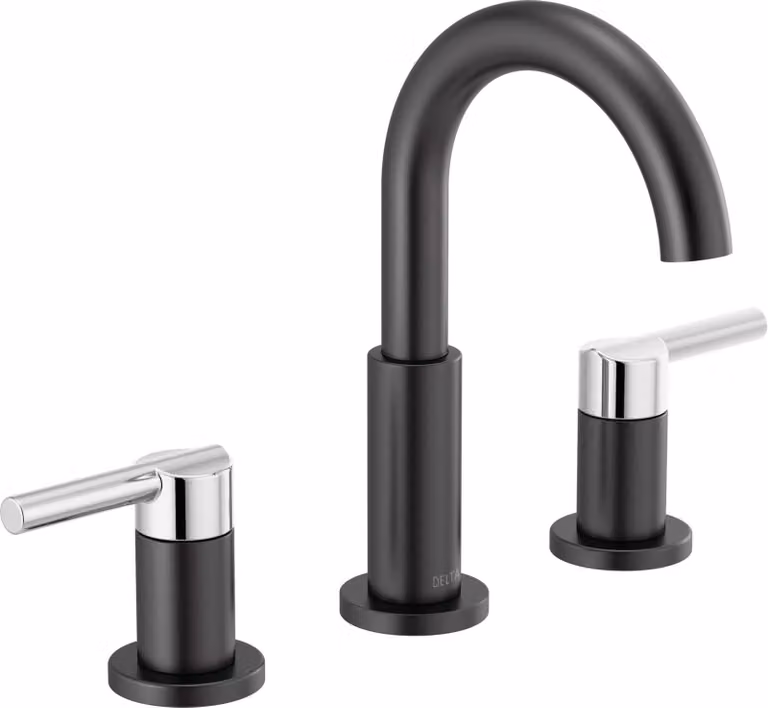Miscelatore per lavabo a 3 fori, nero/cromato, completo di gruppo di scarico