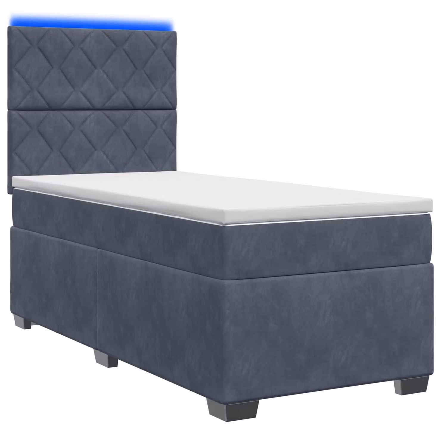 Letto a molle con materasso grigio scuro 100 x 200 cm in velluto
