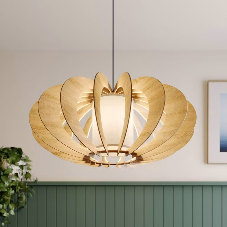 Lampada a sospensione Modern A L SIGMA, dimmerabile, Legno chiaro, Soggiorno / Sala da pranzo, Legno, Moderno, Lampada a sospensione