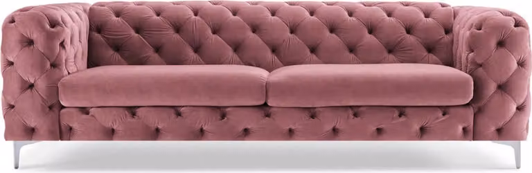Dreisitzer Rosa Chesterfield Sofa Textil Stoff Wohnzimmer Modern Kreative Möbel