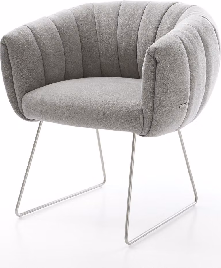 DELIFE Sedia da pranzo Jada-Flex Tessuto strutturato Soft Grey Telaio a slitta in acciaio inossidabile Molle insacchettate