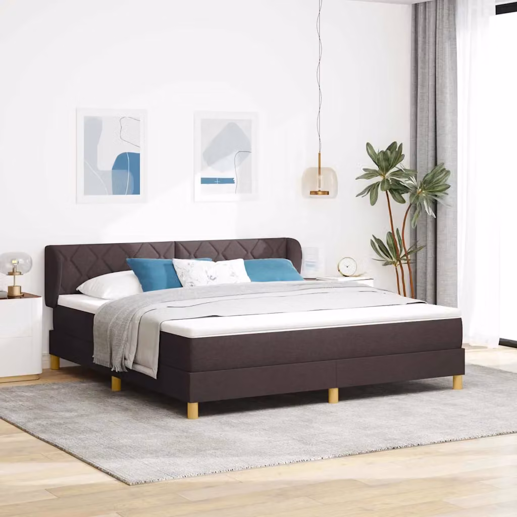 Letto a molle con testiera vidaXL in tessuto marrone scuro L: 180 cm, P: 200 cm
