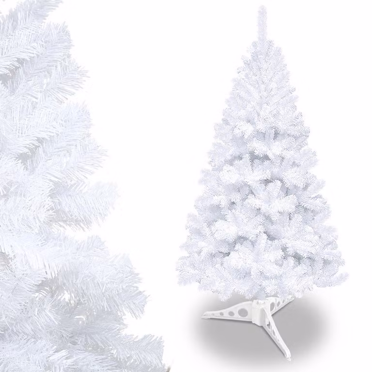 Albero di Natale artificiale Izrielar 120 cm, albero di Natale con supporto, albero di Natale 220 punte aghi in PVC, albero di Natale artificiale sistema pieghevole bianco