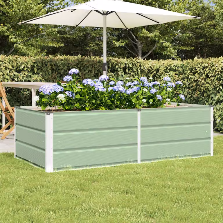 Fioriera verde vidaXL in acciaio e plastica L/P/H: 160 x 80 x 45 cm