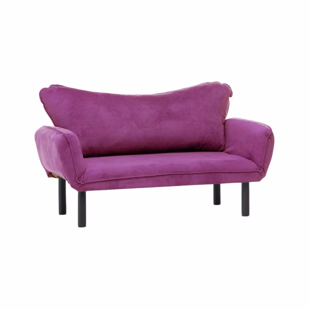 Mindulle Divano Letto 2 Posti Moderno in Velluto Viola con Meccanismo Click Clack L: 140 cm, P: 65 cm – 2