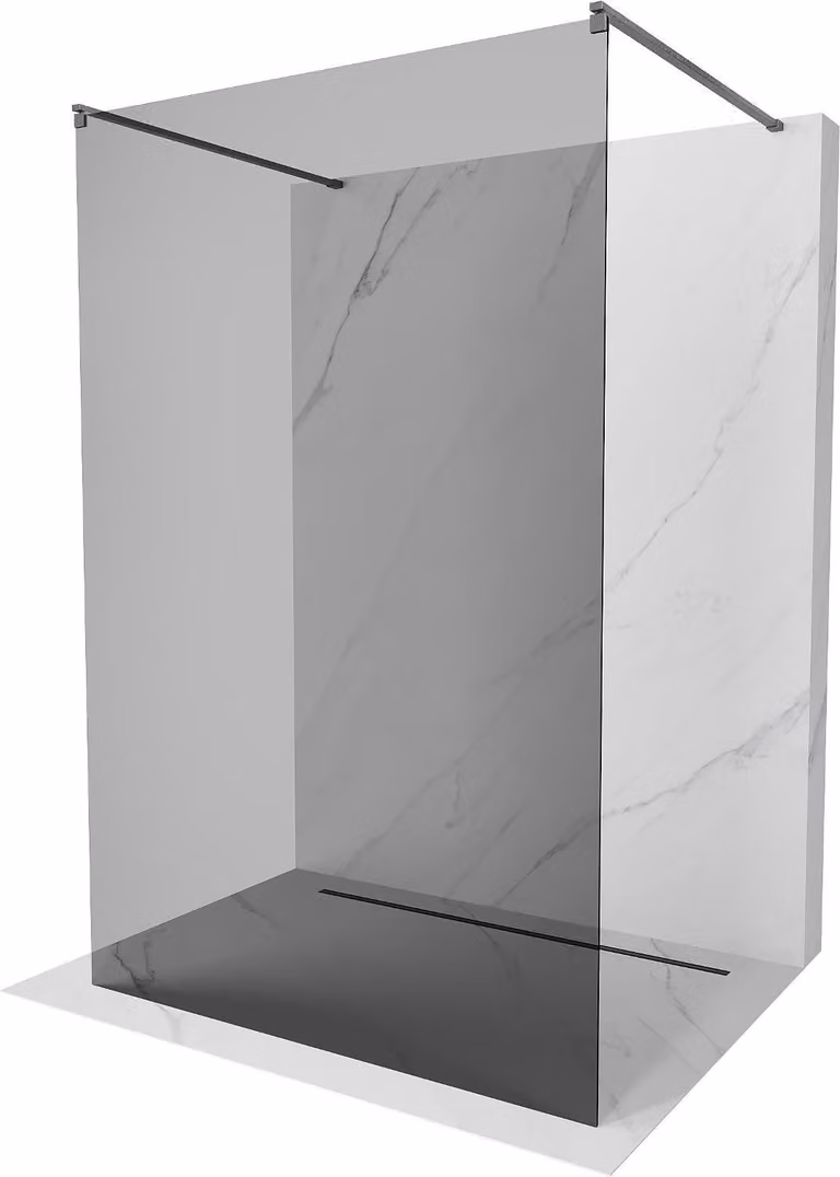 Mexen Kioto parete doccia autoportante 140 x 200 cm, grafite 8 mm, grigio canna di fucile spazzolato - 800-140-002-66-40