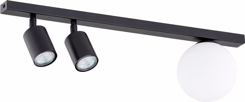 Lampada da soffitto nera con faretti + paralume a barra da 60 cm BASTER 2xGU10 8W + 1xE14 10W Emibig