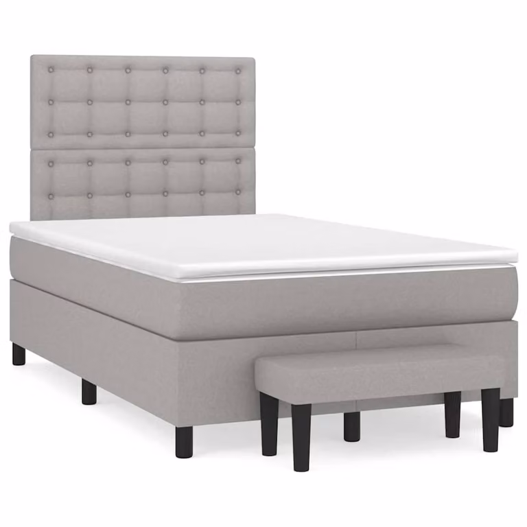 vidaXL Giroletto a Molle con Materasso Ibrido in Tessuto Grigio e Bianco L/P/H: 120 x 200 x 50 cm