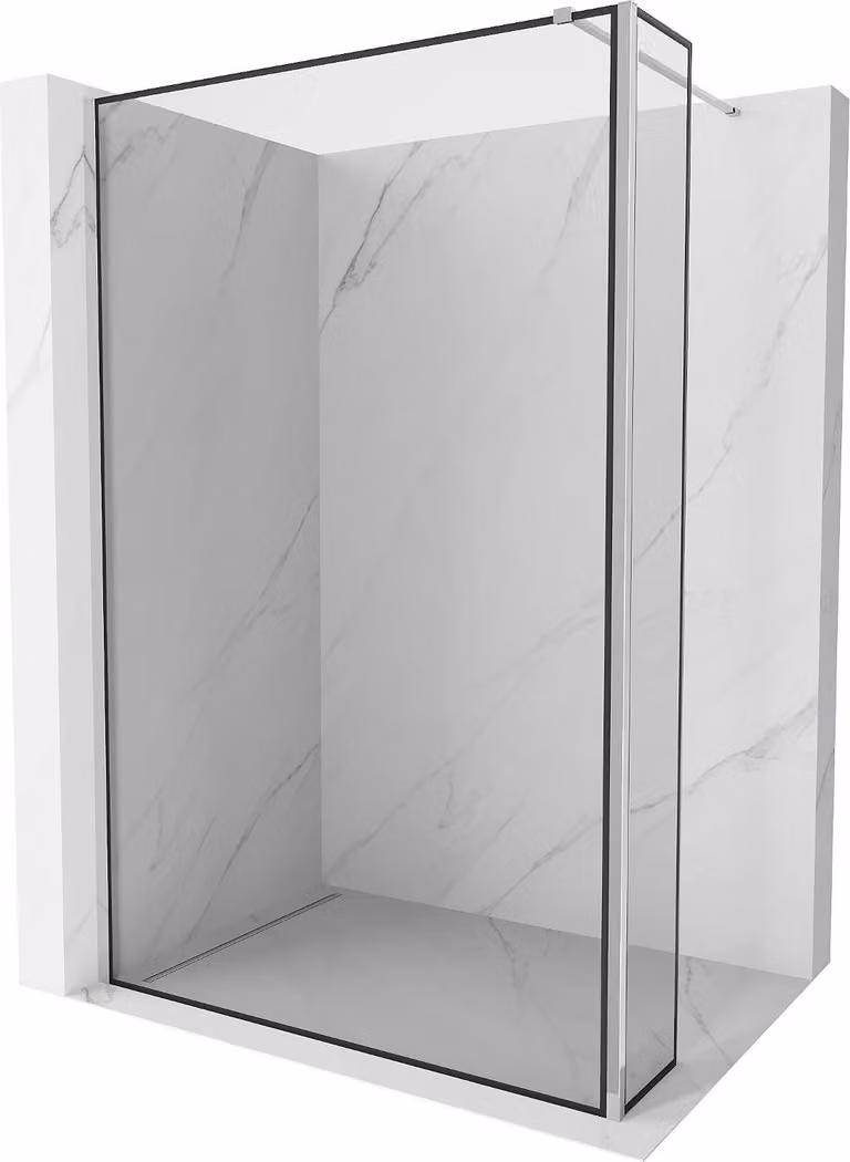 Mexen Kioto parete doccia Walk-in 150 x 40 cm, cornice nera, cromo - 800-150-212-01-70-040