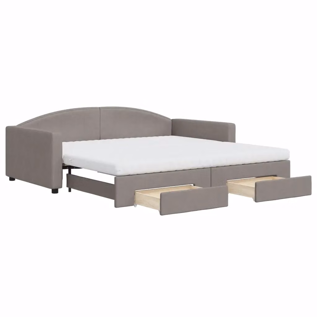 Divano Letto Estraibile con Cassetti vidaXL in Tessuto Beige o Grigio per Soggiorno e Camera da Letto L: 223 cm, P: 110 cm, H: 75 cm – 2