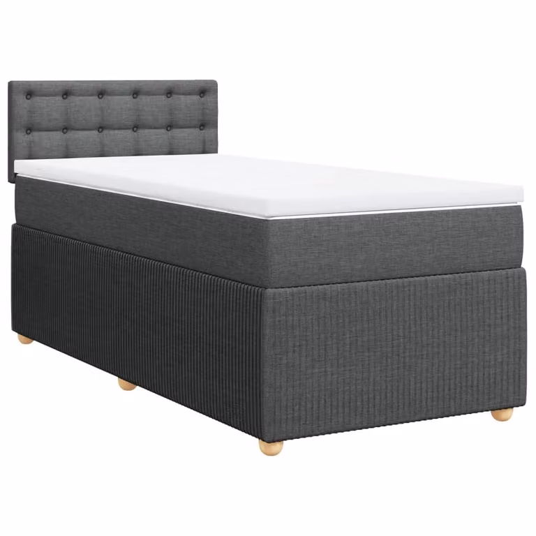 Giroletto a Molle con Materasso Grigio Scuro 90x200 cm Tessuto